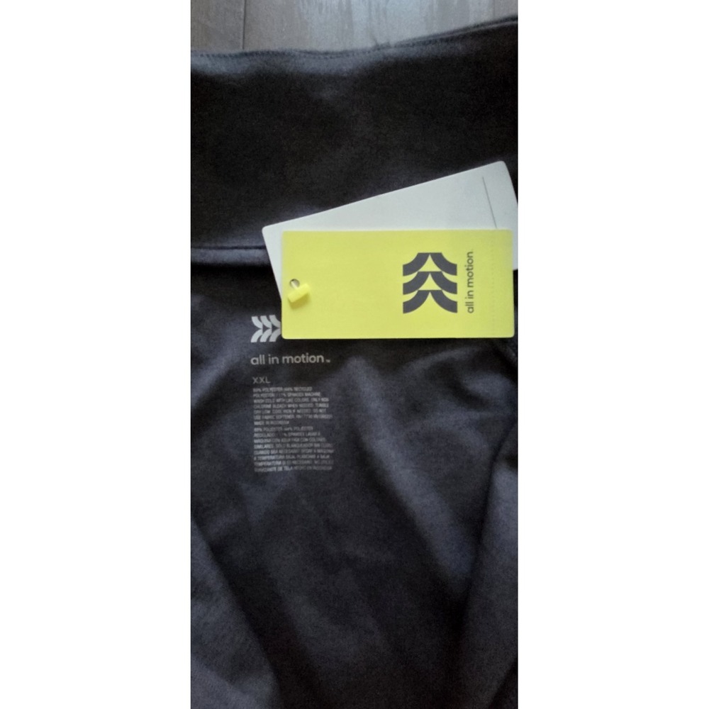 All In Motion 2XL Heathered Black Full Zip Thumb Hole Fleece Jacket Athletic-NWT - Picture 2 of 6